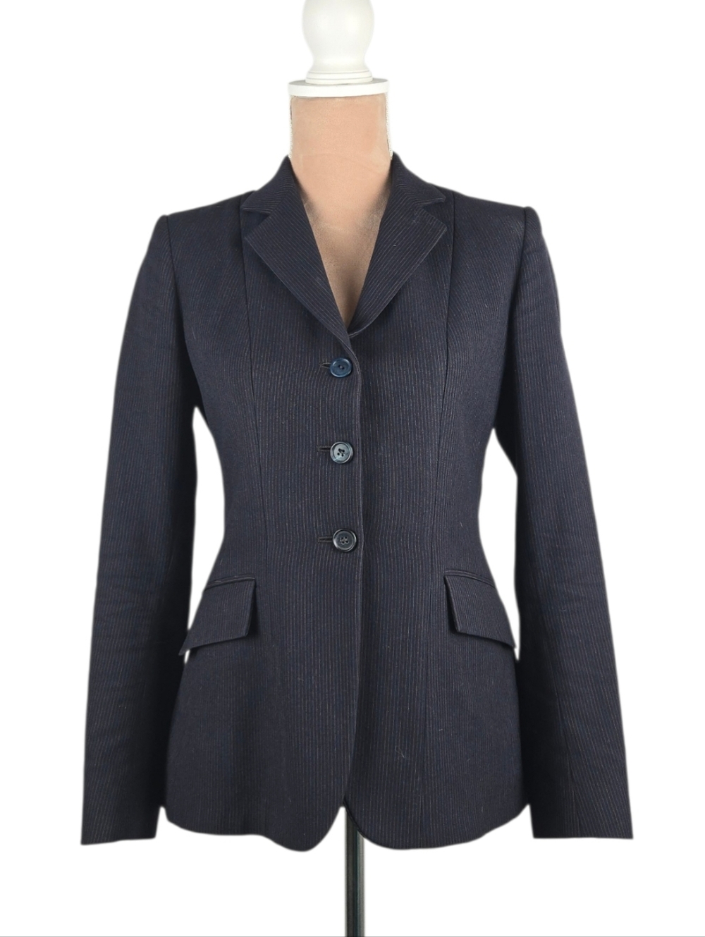 Triumph Wool Equestrian Riding Blazer Navy Pinstripe Size S/M